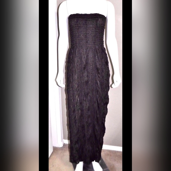 ROMEO & Juliette Couture Seersucker lined crackle maxi dress gown strapless - Picture 2 of 12